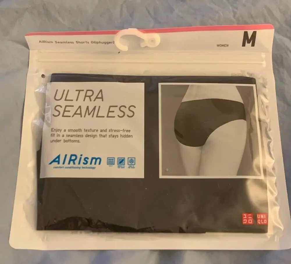 Women’s Black Uniqlo Ultra Seamless AIRism Hiphuggers Panties Size Medium